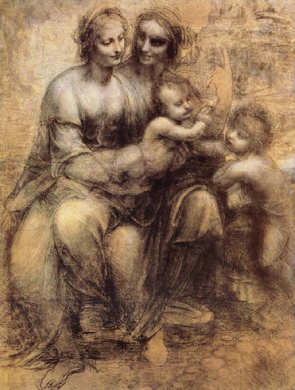 Leonardo  Da Vinci Virgin and Child with St Anne and St John the Baptist oil painting picture